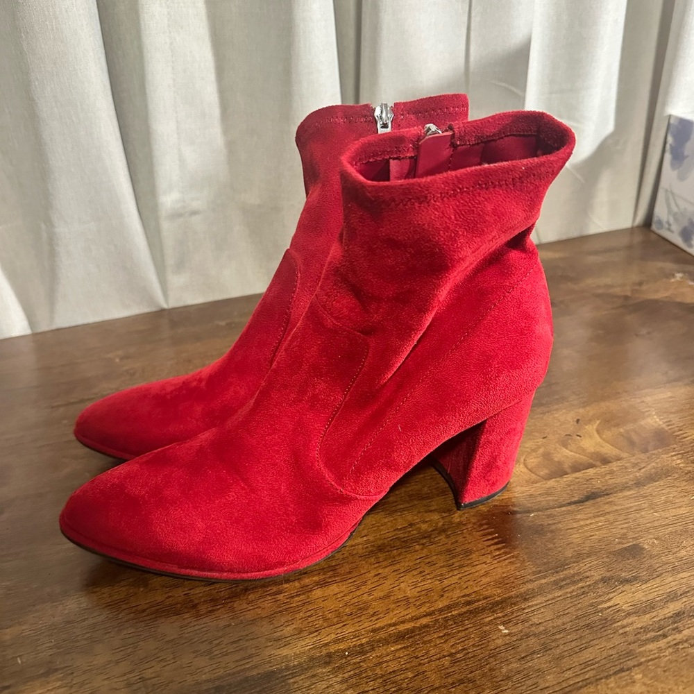 Marc Fisher Bold Red Suede Ankle Booties